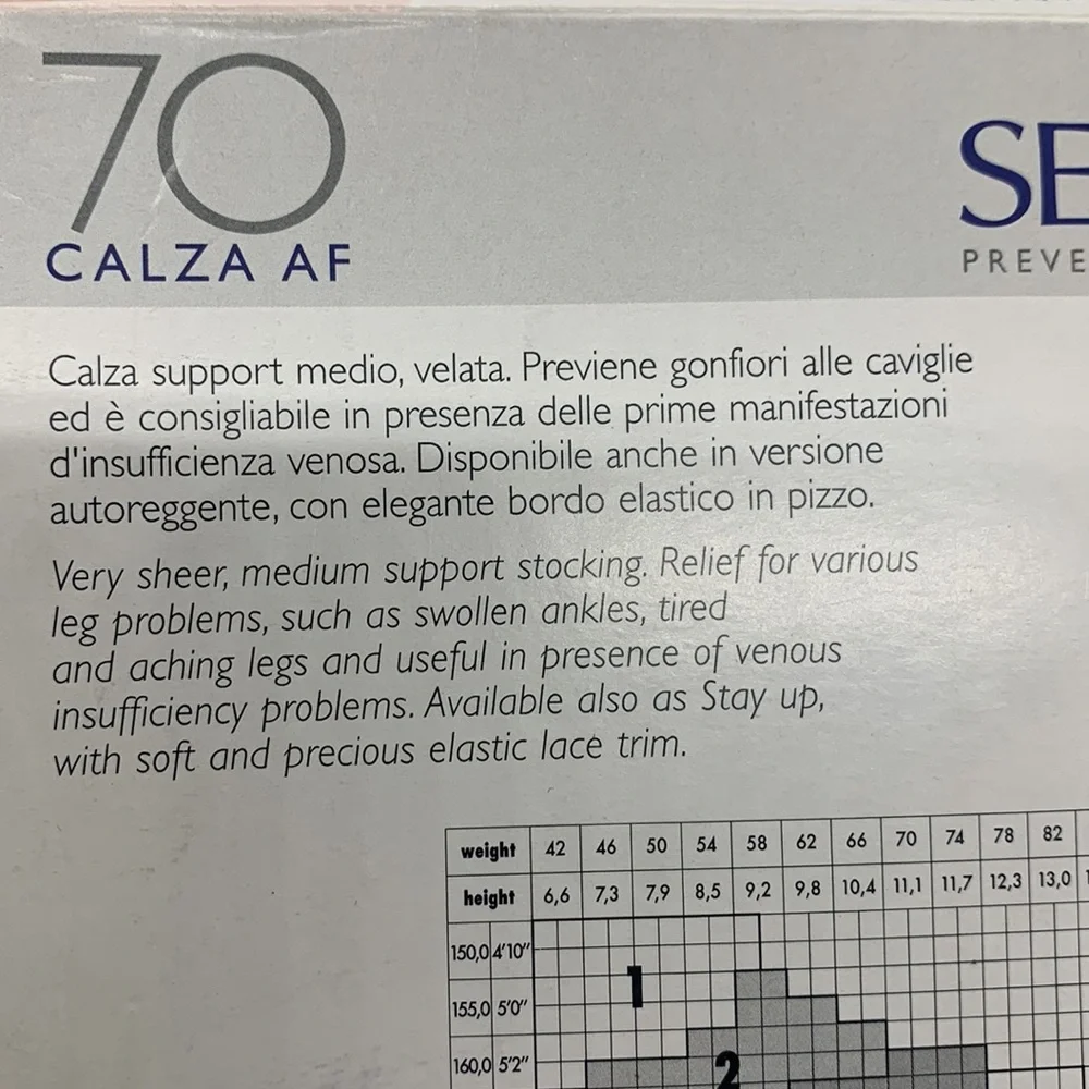 Segreta NIB Very Sheer Support Stockings 3 21 Noisette Thigh High Made in Italy